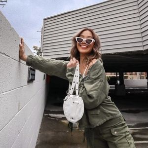 Young Fabulous Broke Clara Utility Bomber Jacket Zip Up Military Tencel Rare L